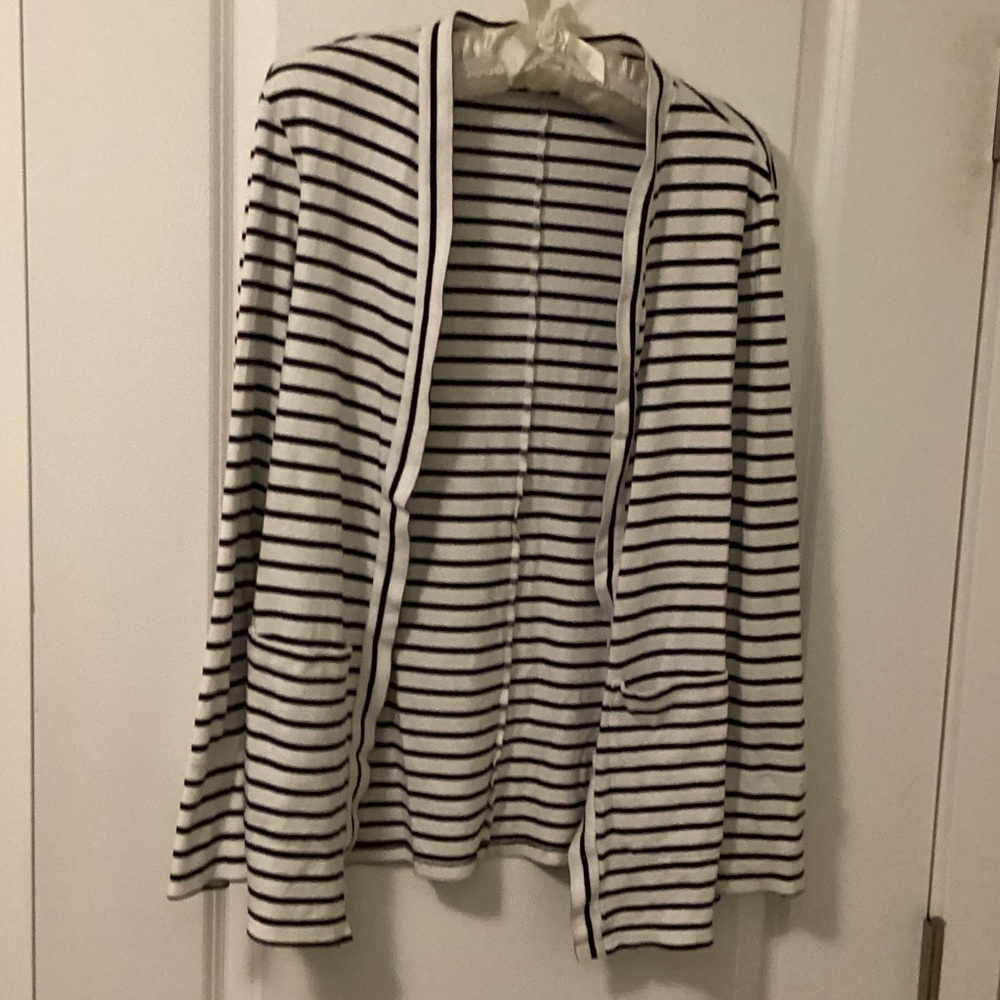 Striped Open-Front Cardigan